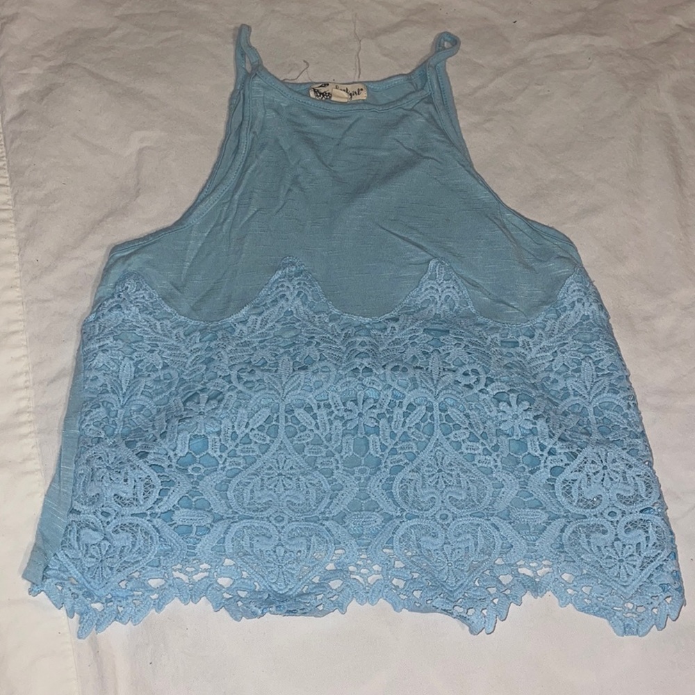light blue sleeveless top